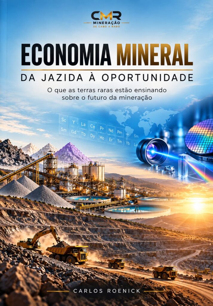 Capa da apostila Economia Mineral — Da Rocha à Oportunidade, material técnico sobre economia mineral e mineração.